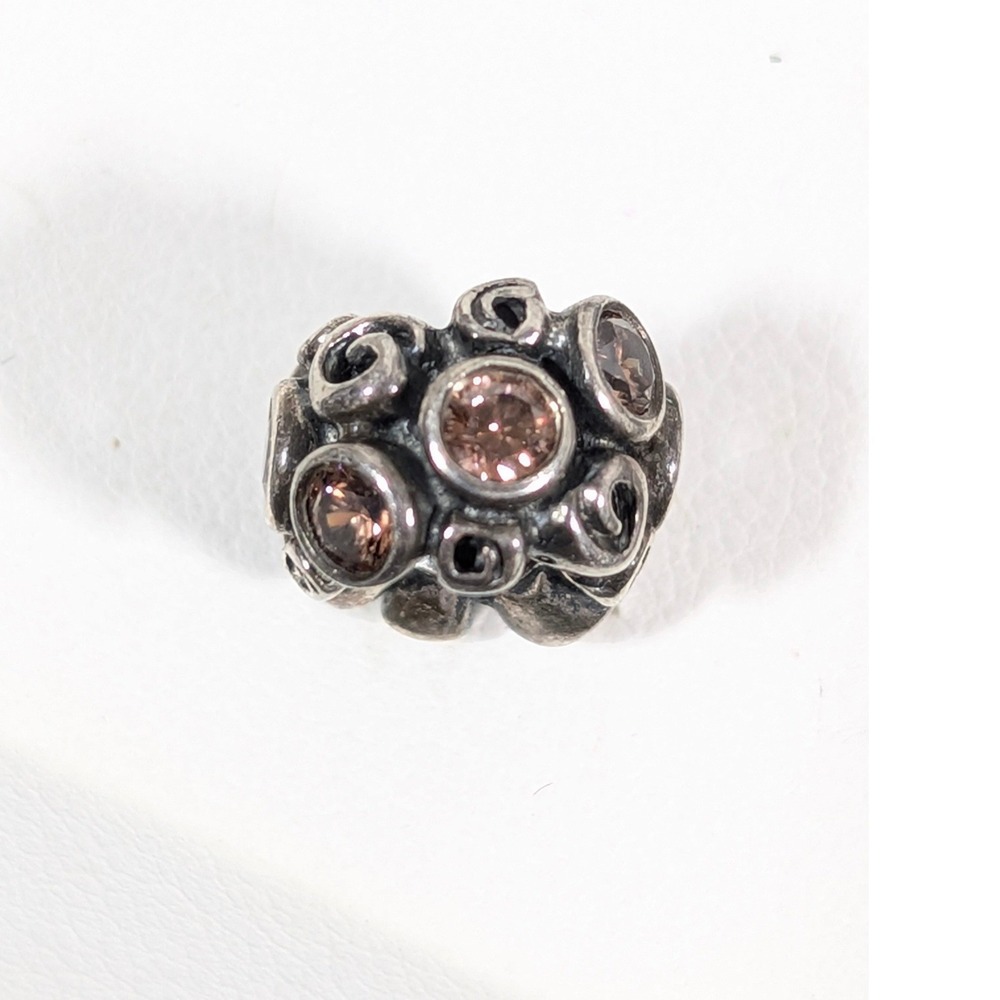 Pandora Primrose Path Charm 925 ALE Retired Floral‎ Crystal Swirls